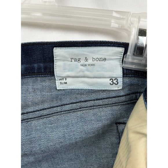 Rag & Bone New York Men's Slim Fit 2 Jeans Size 33 Denim Tonal Rinse Cotton Blen - Picture 3 of 7